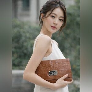 MICHAEL Michael Kors Embossed Leather Medium Envelope Clutch Bag